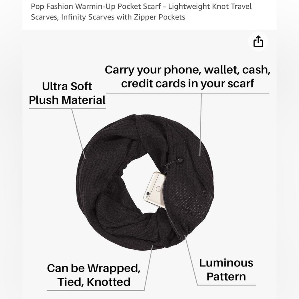 Infinity scarf with a zippered pocket!